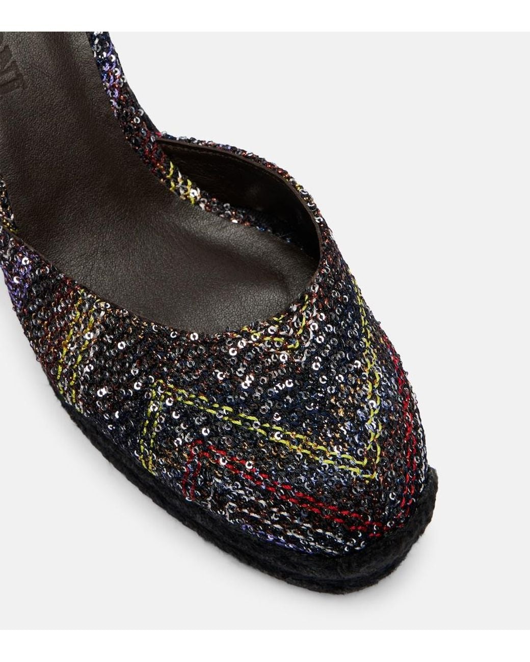 Missoni Black Eva 80 Sequined Espadrille Wedges