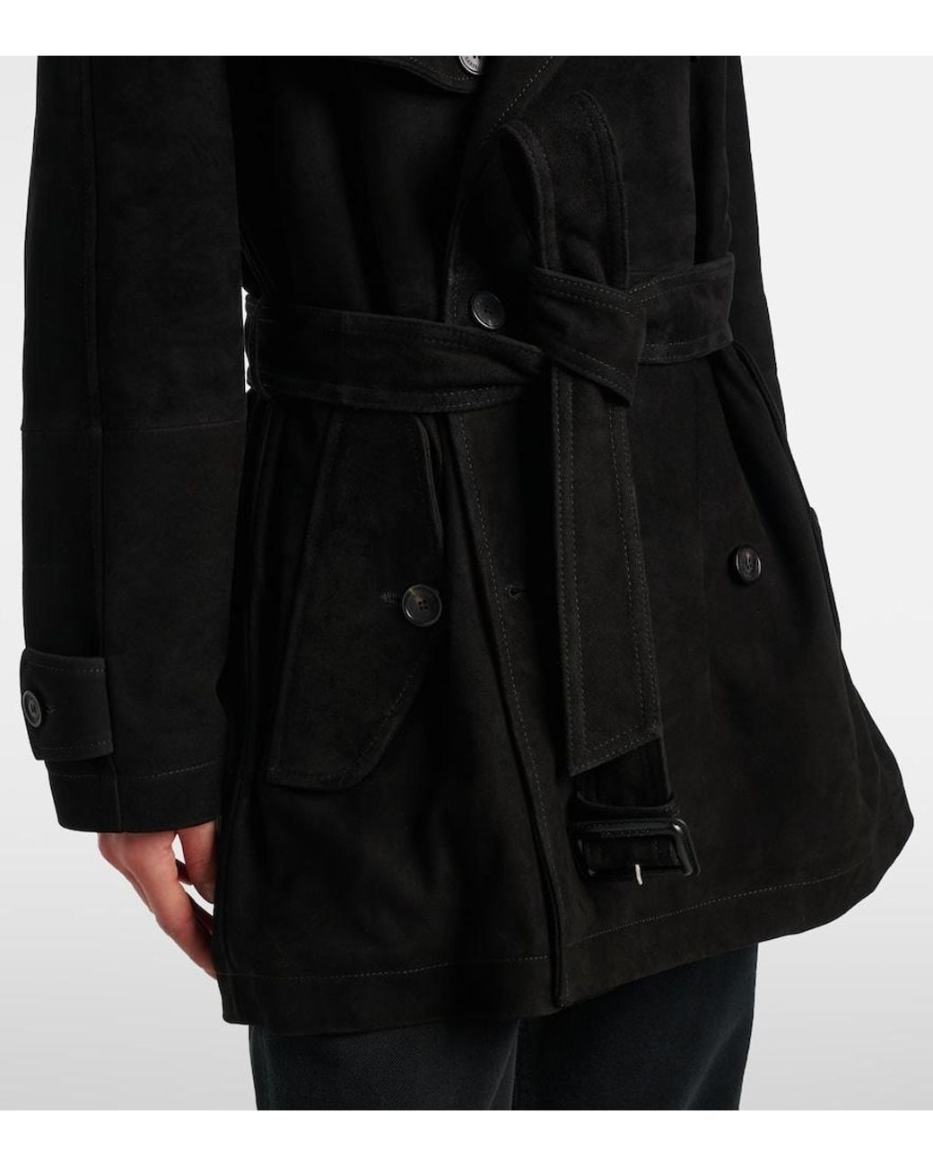 Balenciaga Black Suede Trench Coat