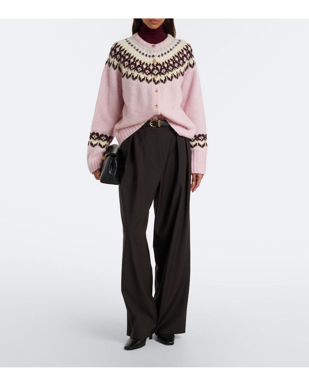 arch4 Pink Loze Fair Isle Cashmere Cardigan