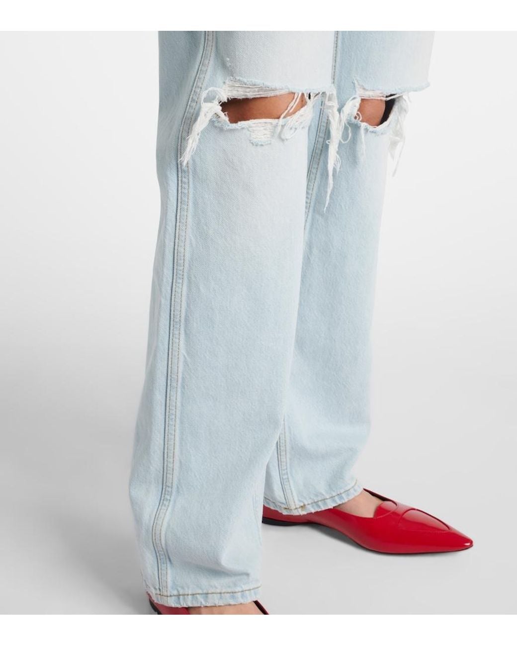 Re/done Blue Loose High-Rise Straight Jeans