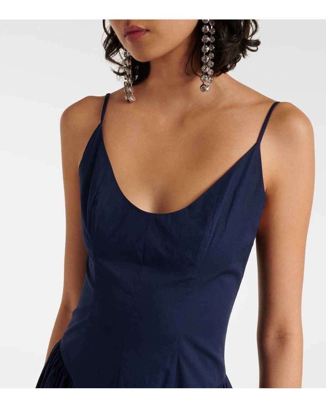Staud Blue Dena Cotton Midi Dress