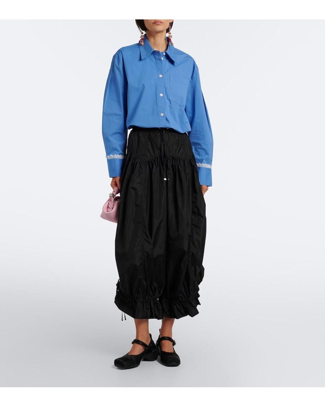 Ganni Black Ruffled Balloon Pants