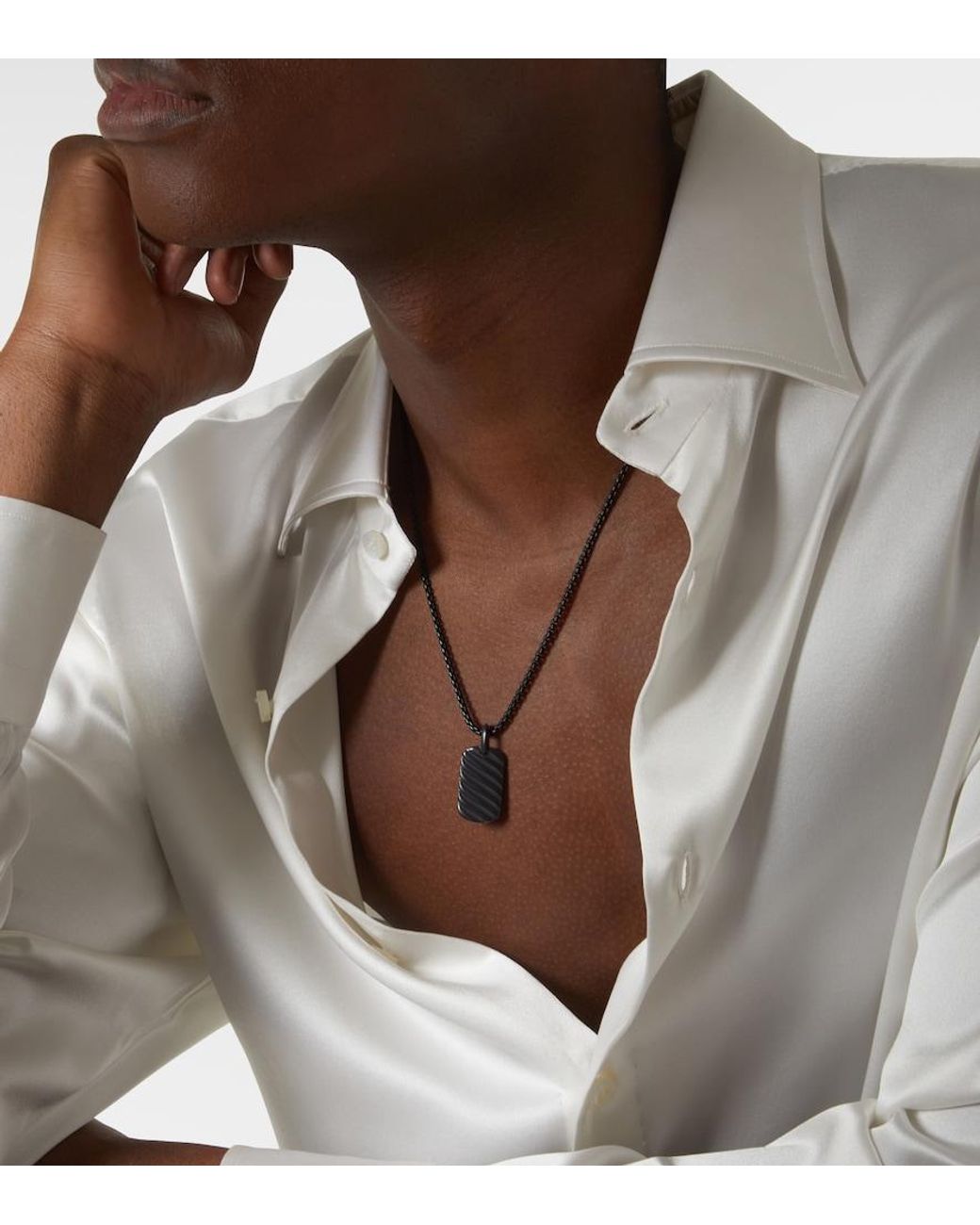 David Yurman White Sculpted Cable Pendant for men