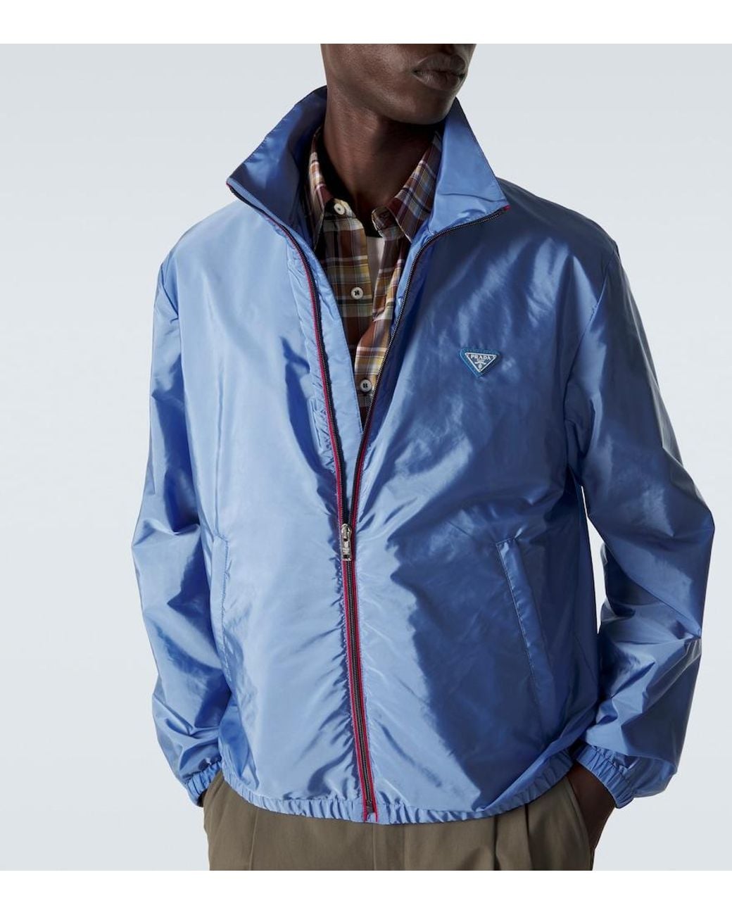 Prada Blue High-Neck Zip Jacket for men