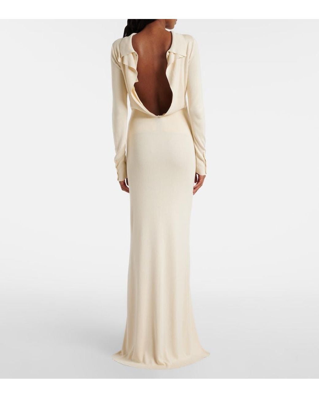 AYA MUSE White Elowen Open-Back Silk-Blend Maxi Dress
