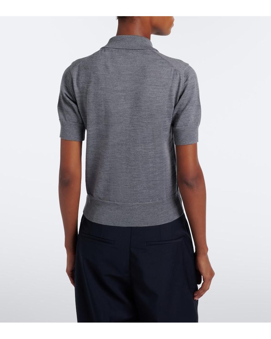 AMI Gray Ami De Coeur Wool Polo Shirt