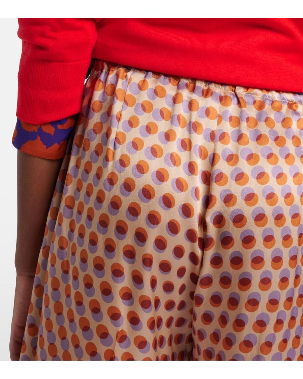 Dries Van Noten Red Polka-Dot Silk Wide-Leg Pants