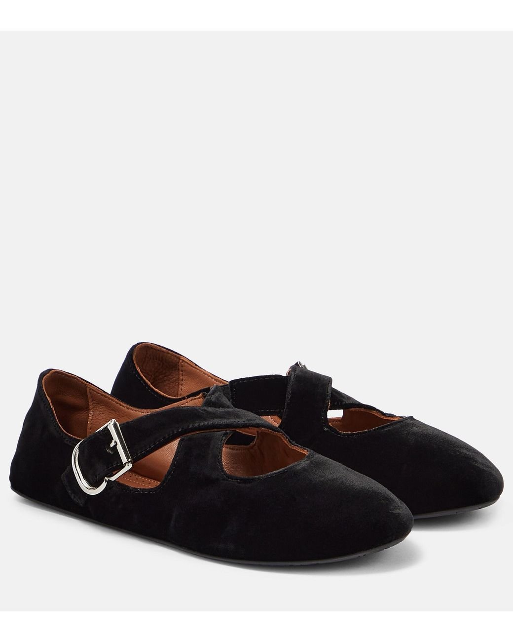 Alaïa Criss Cross Velvet Ballet Flat in Black | Lyst