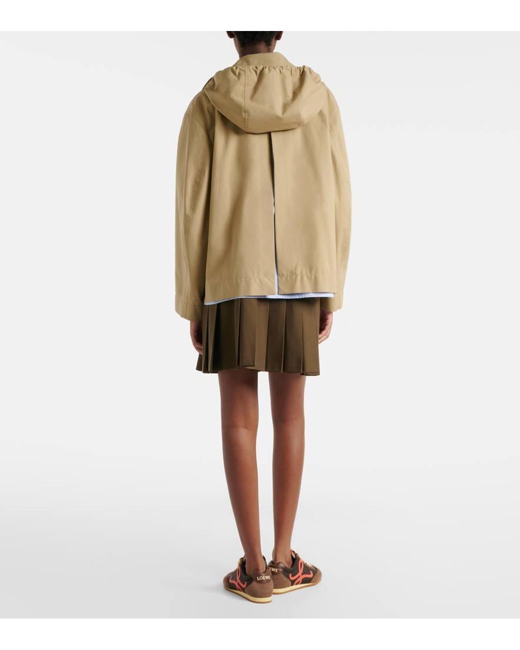 Loewe Green Leather-Trimmed Cotton-Blend Wrap Skirt