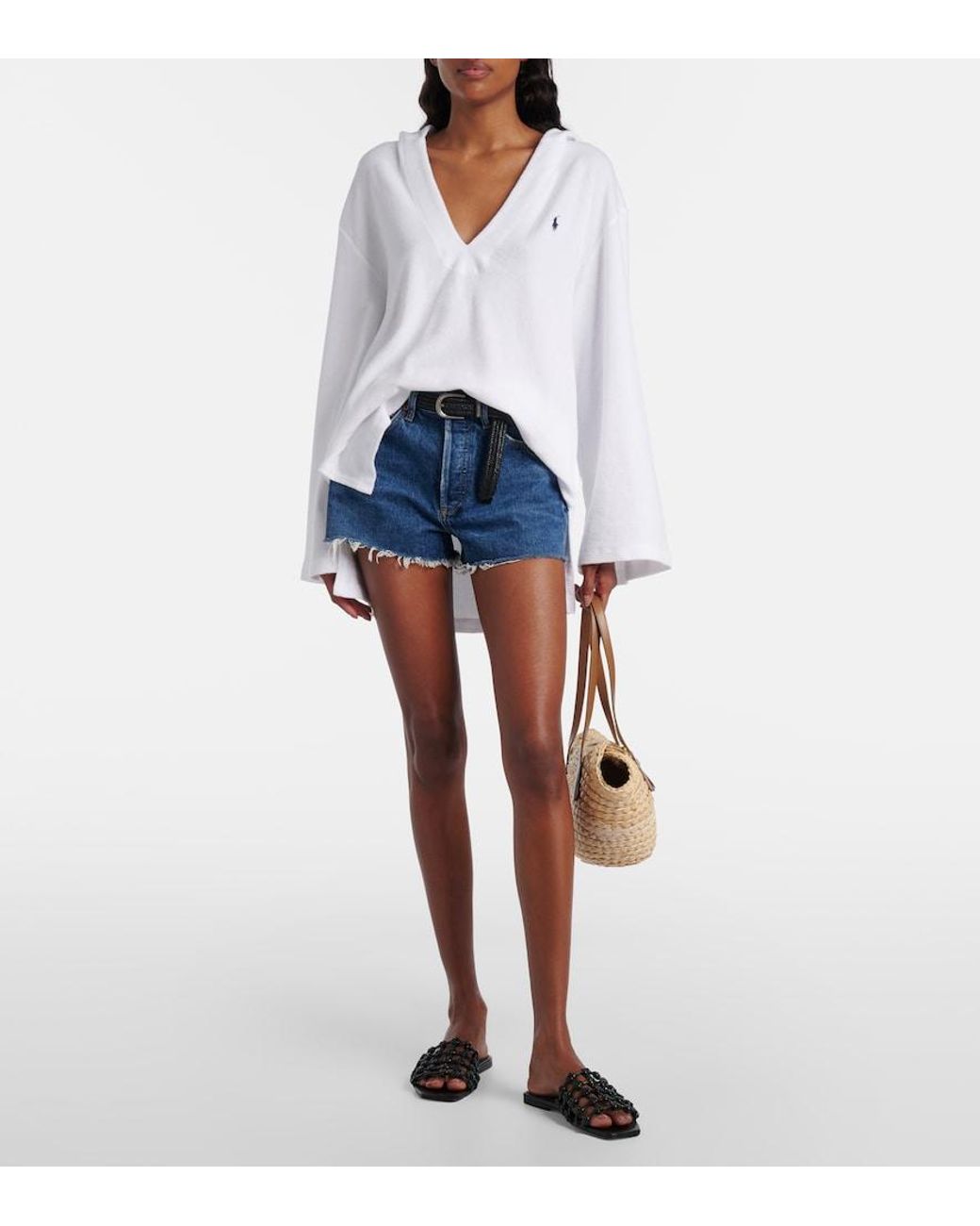 Polo Ralph Lauren White Cotton Terry Beach Cover-Up
