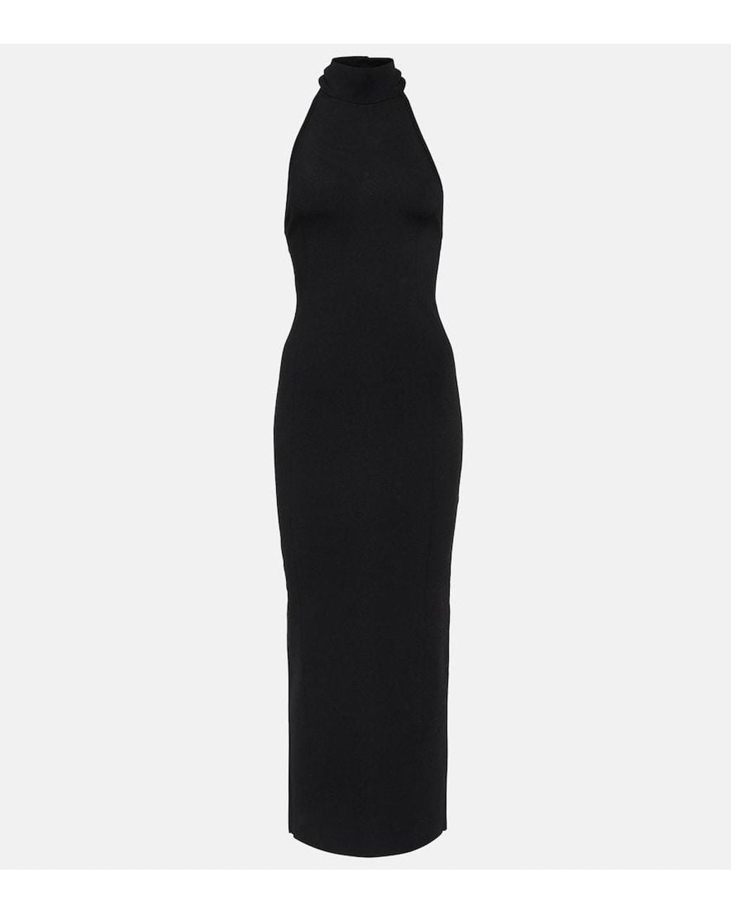 Khaite Black Suzanne Ribbed-Knit Midi Dress