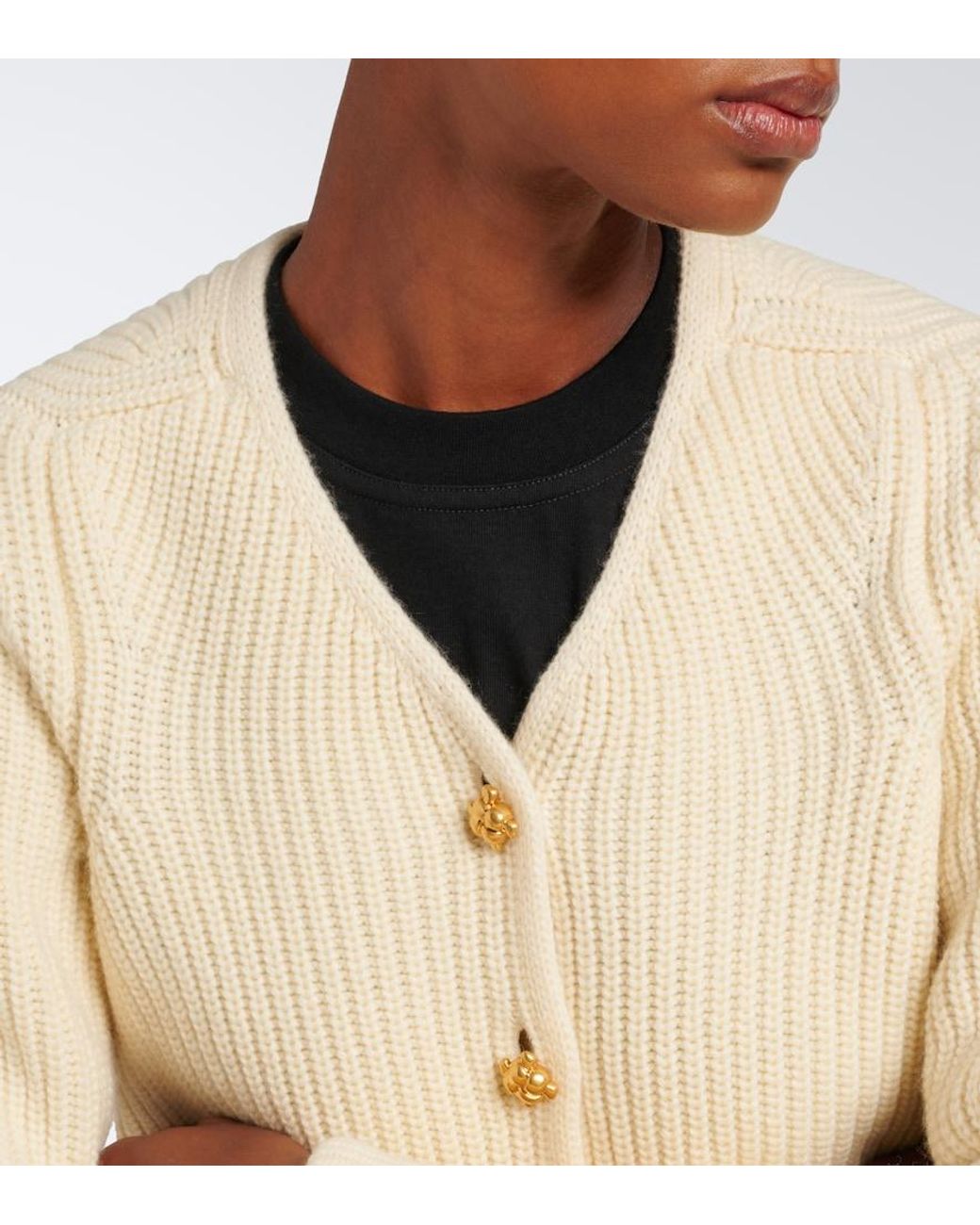 Bottega Veneta White Ribbed-Knit Wool And Cashmere Cardigan
