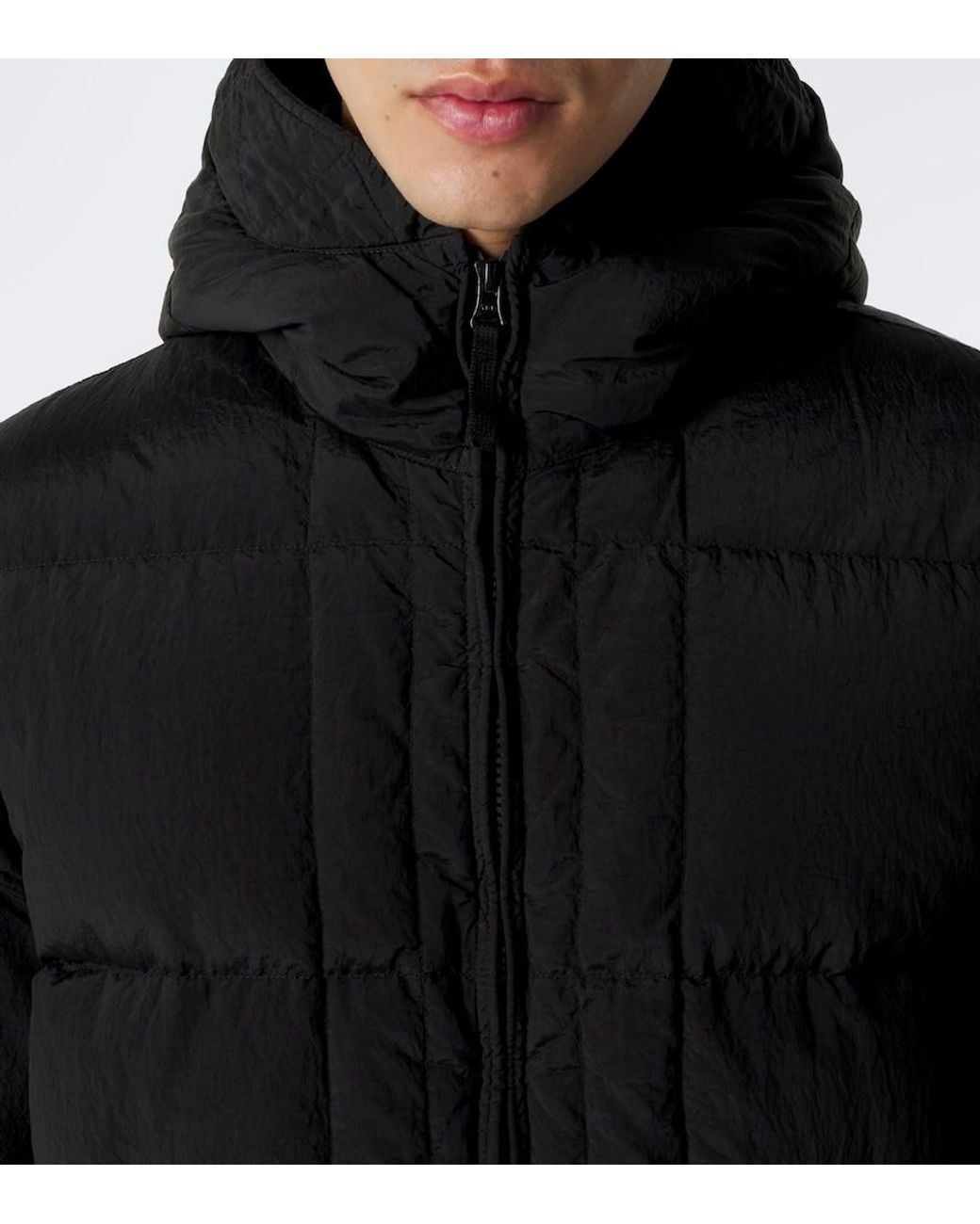 Stone Island Black Hooded Down Jacket for men
