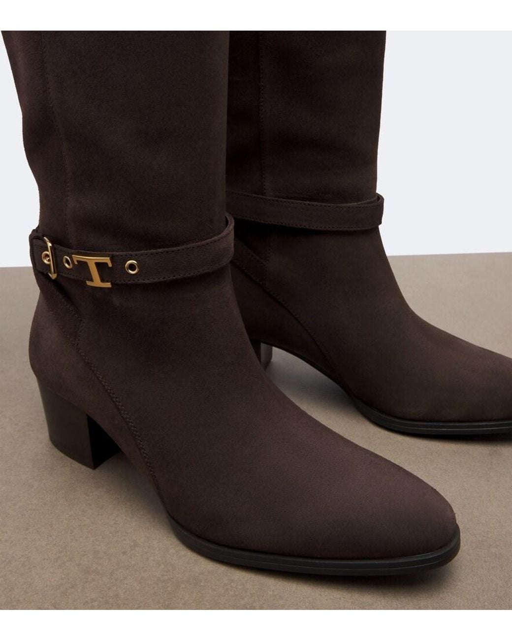 Tod's Brown T Timeless Suede Knee-High Boots