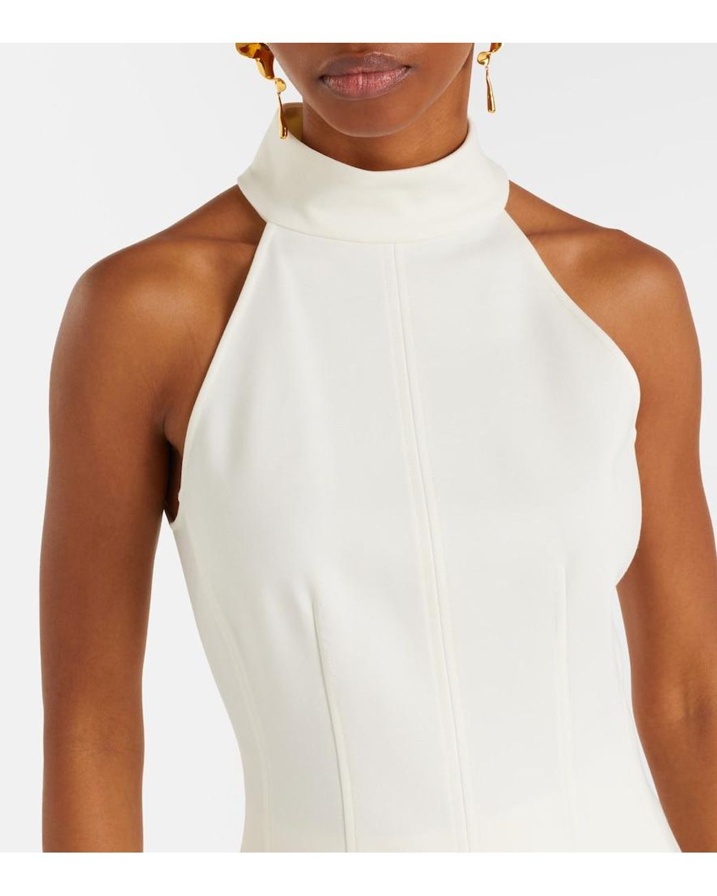 Veronica Beard White Johanne Halterneck Top