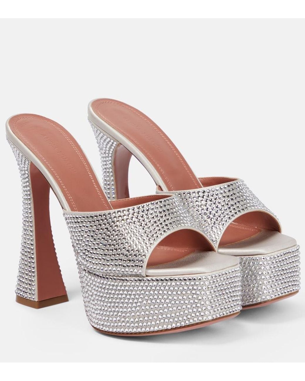 AMINA MUADDI White Dalida Embellished Platform Mules