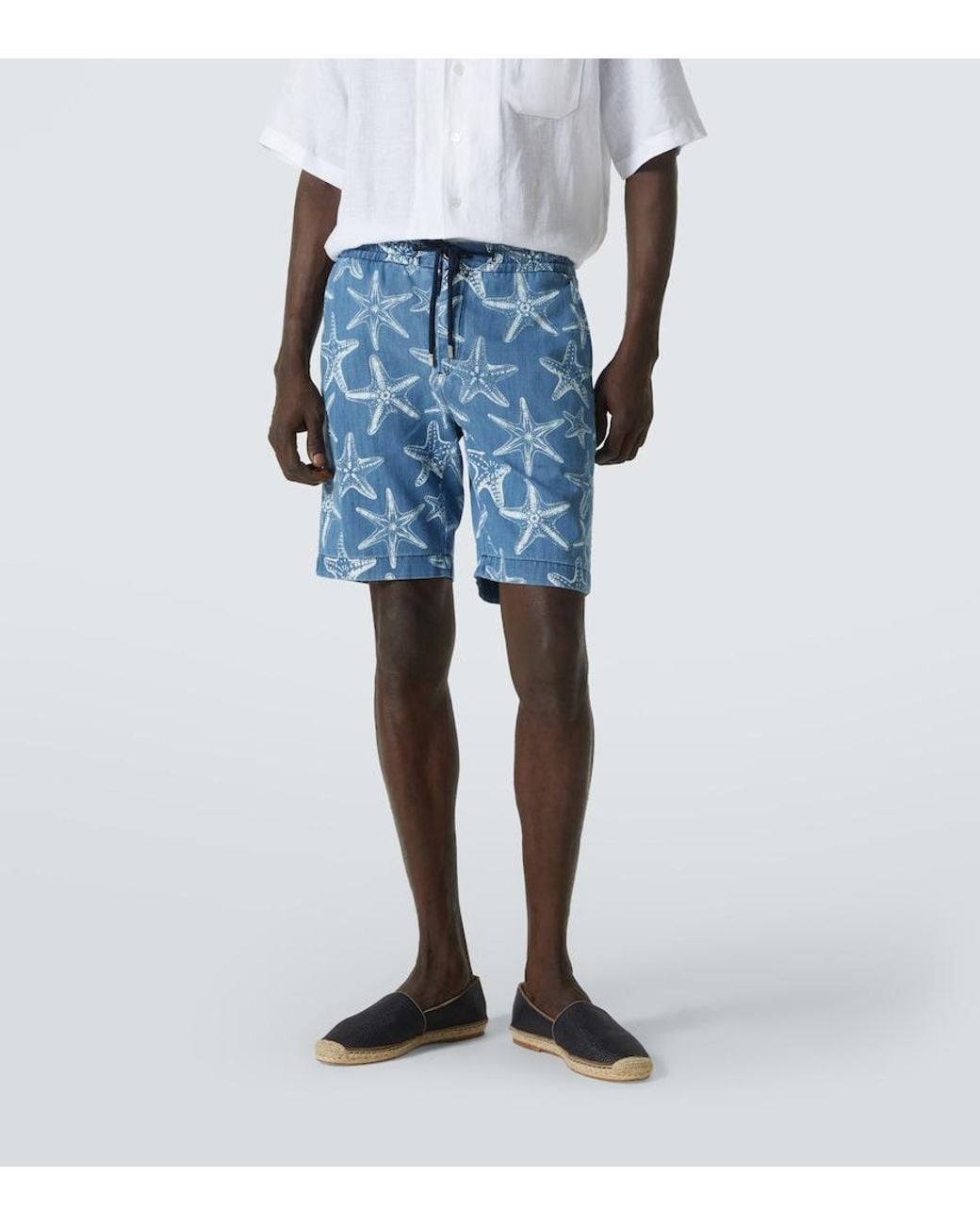 Vilebrequin Blue Printed Denim Bermuda Shorts for men