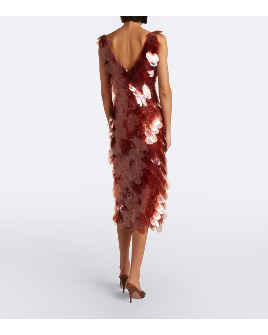 Robe Midi A Sequins Rabanne en coloris Red