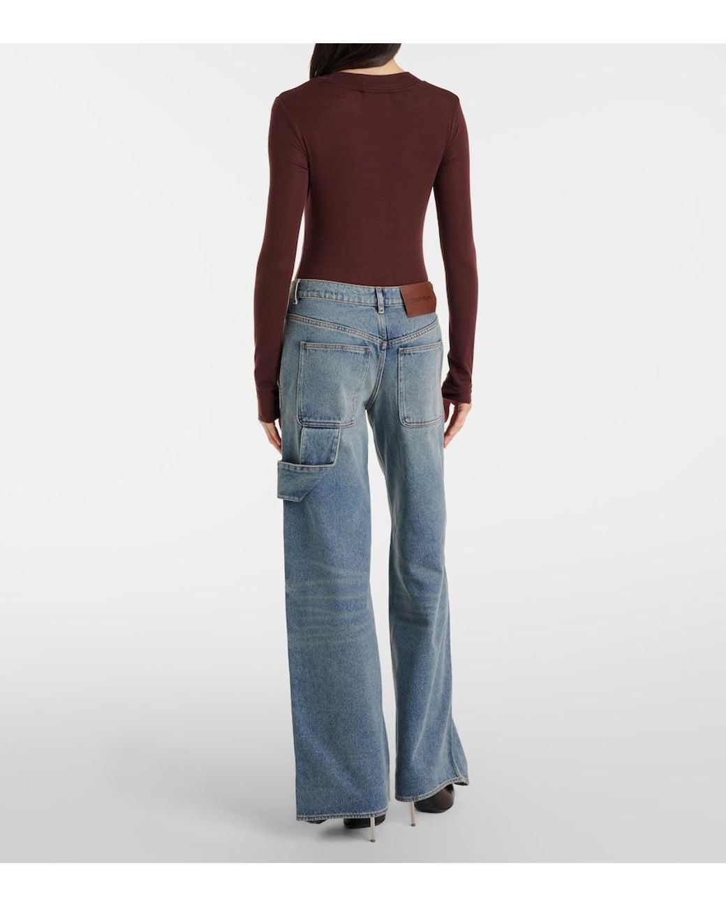 Courreges Blue Logo Wide-Leg Jeans