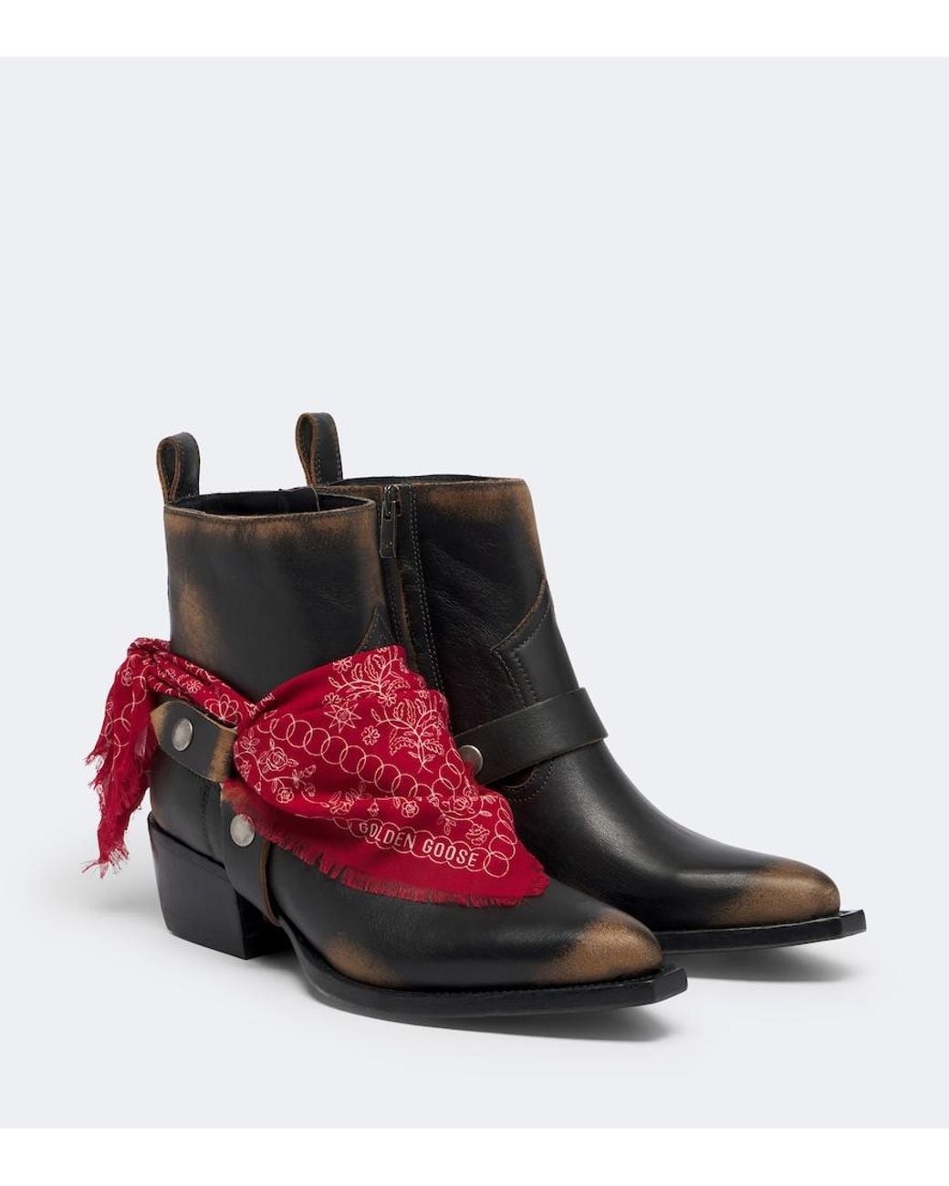 Golden Goose Deluxe Brand Red Debbie Leather Cowboy Boots
