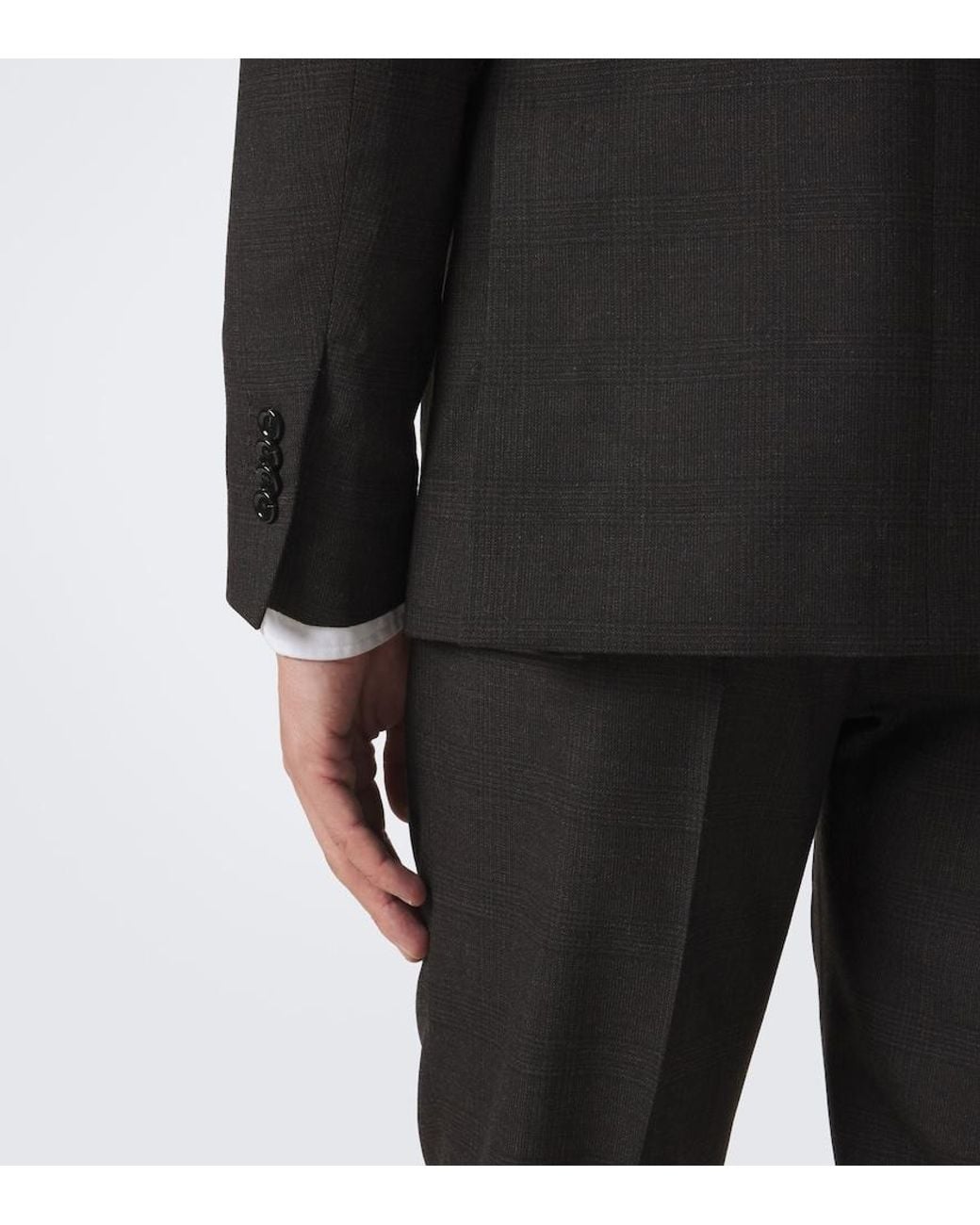 Lardini Black Checked Double-Breasted Virgin Wool Suit for men