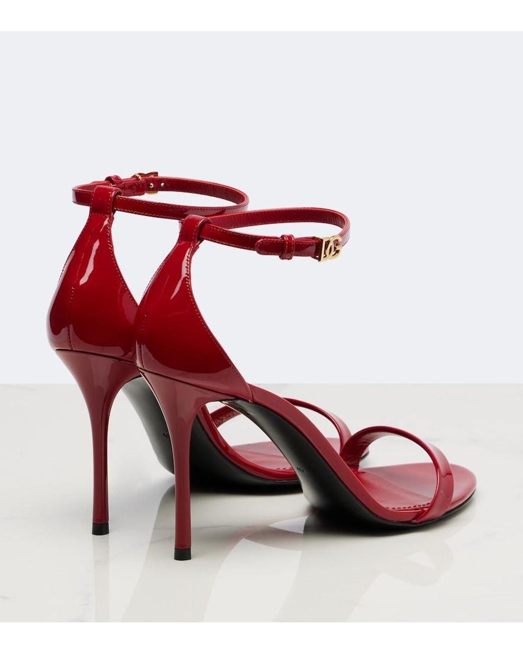 Dolce & Gabbana Red Dg Patent Leather Sandals