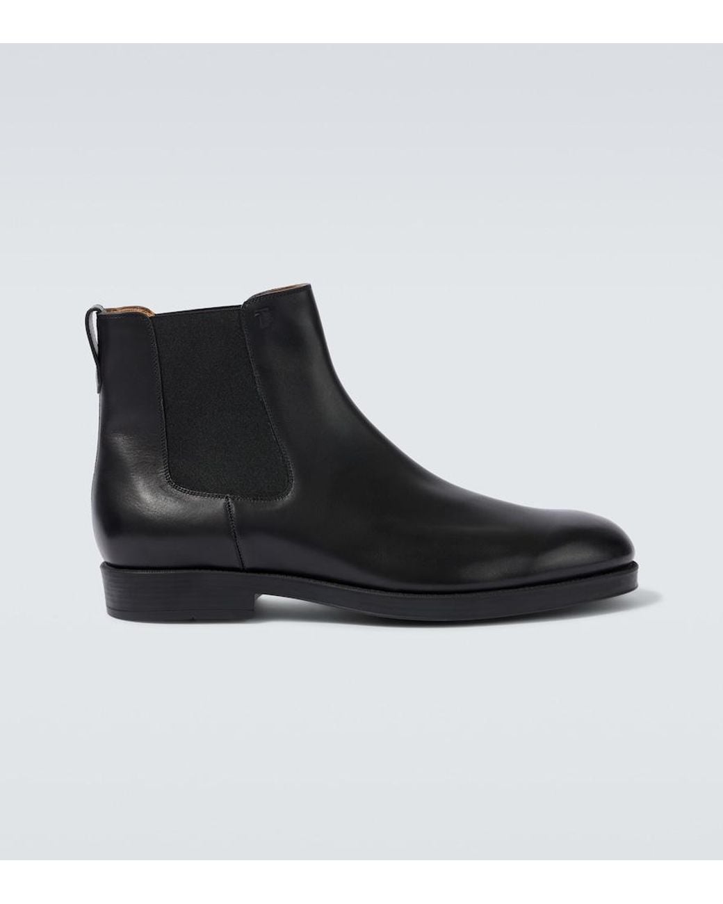 Tod's Black Leather Chelsea Boots for men