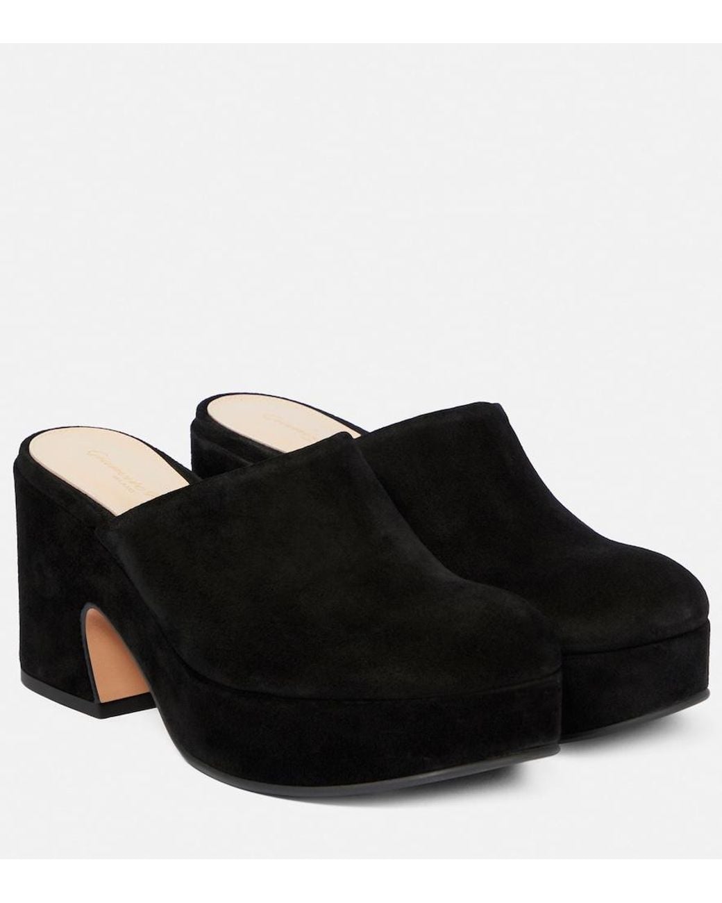 Gianvito Rossi Black Lyss Suede Platform Clogs