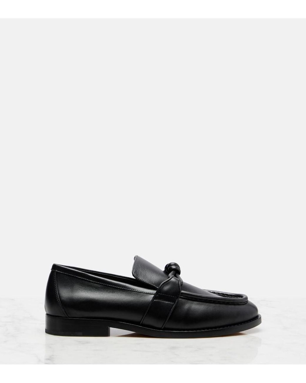 Bottega Veneta Black Astaire Knotted Leather Loafers