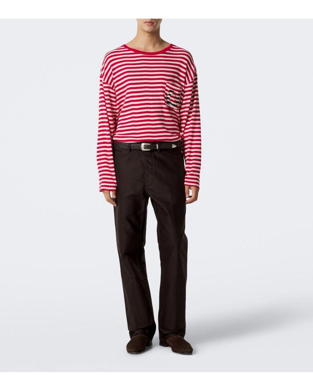 Bode Red Horseshoe Striped Cotton Jersey T-Shirt for men