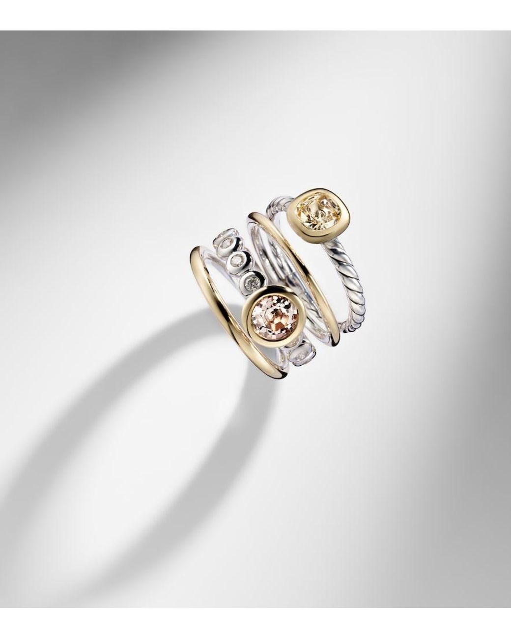 David Yurman White Dy Mercer 18Kt And Sterling Ring With Gemstones