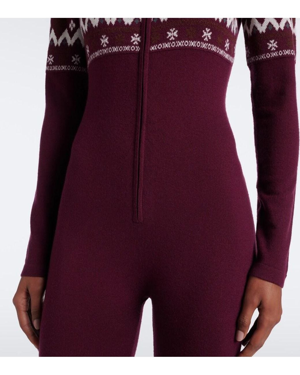 Perfect Moment Red Fair Isle Wool Catsuit