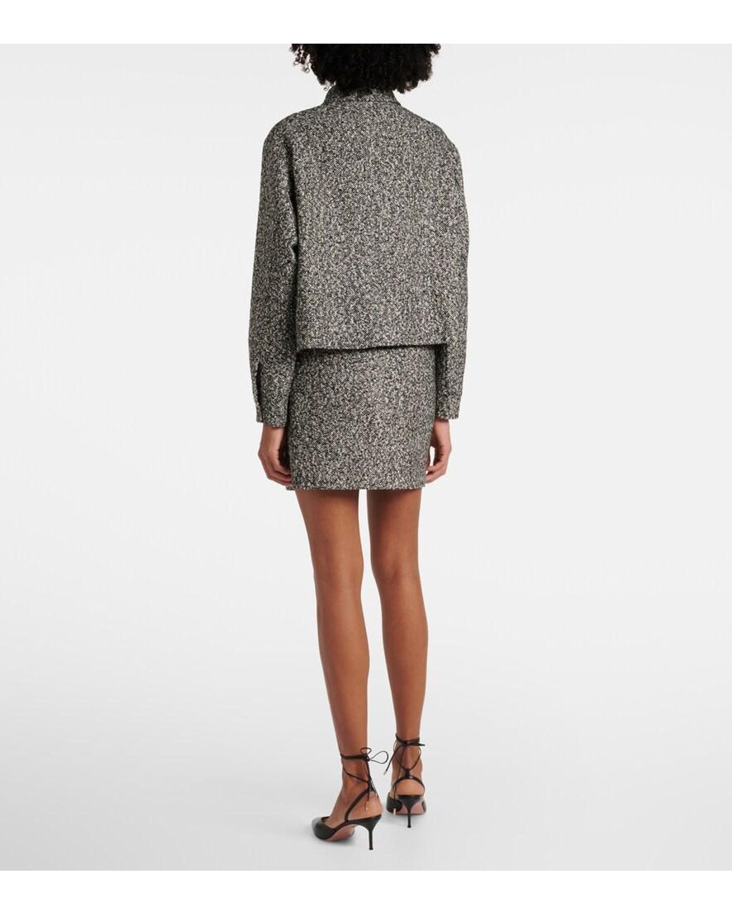 Max Mara Gray Demien Wool-Blend Tweed Jacket