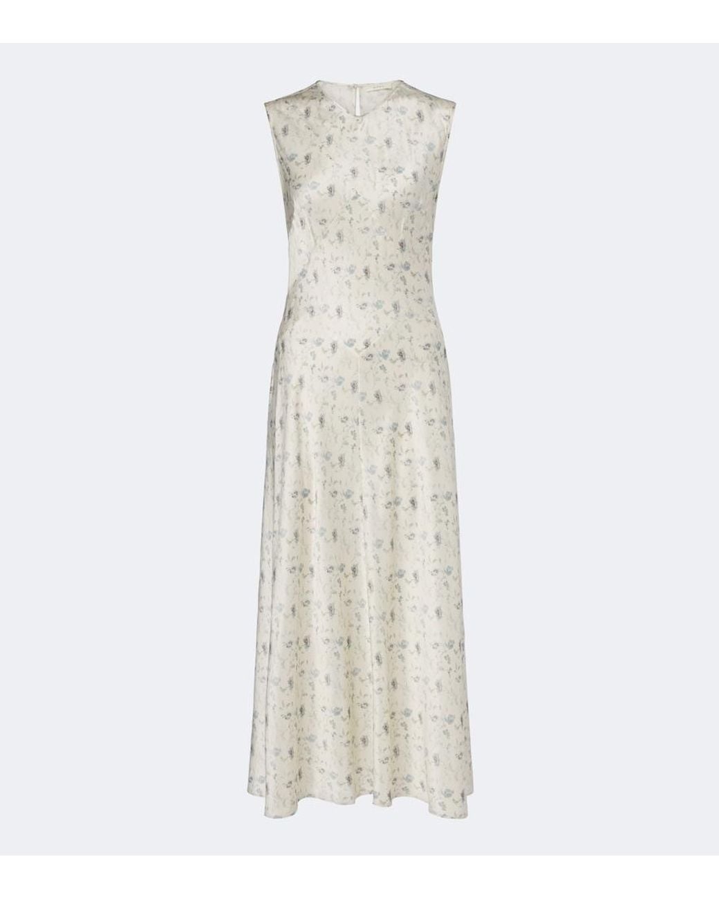 Doen White Adelana Floral Silk Satin Midi Dress