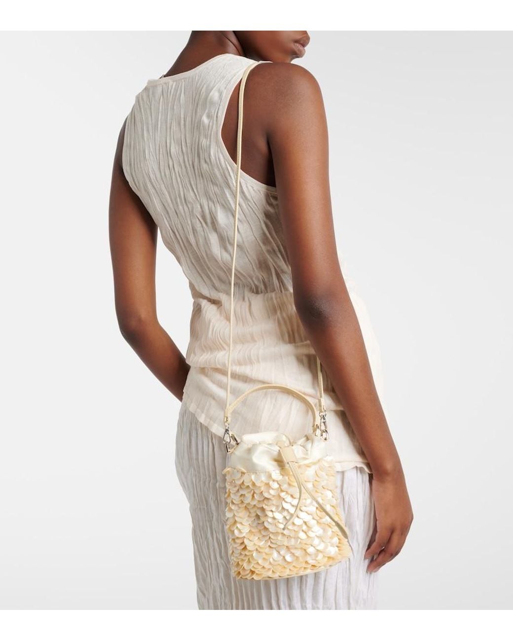 Staud Natural Lila Mini Embellished Bucket Bag