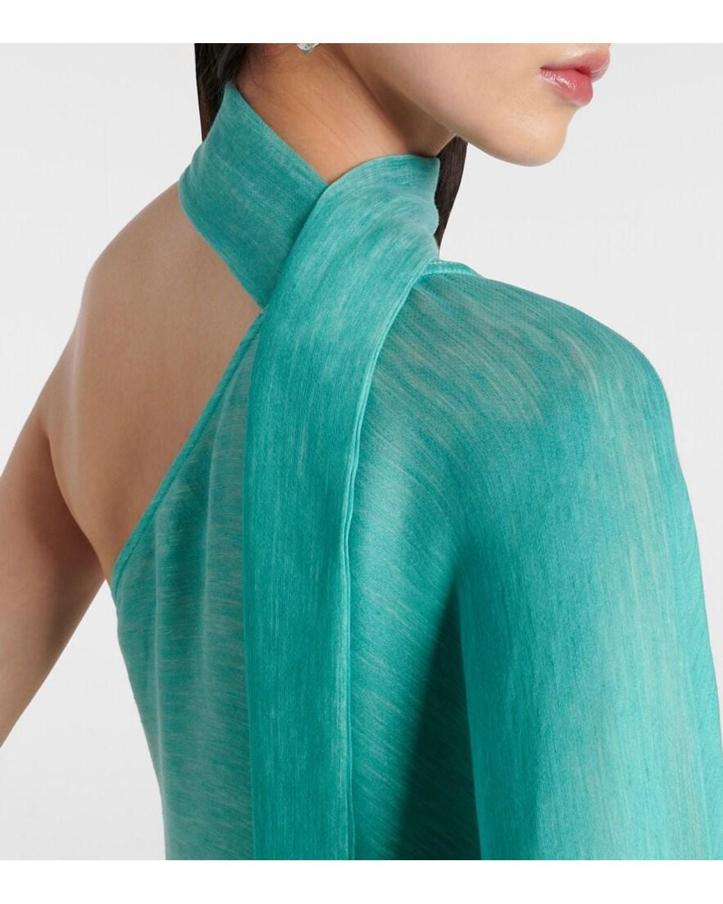 ‎Taller Marmo Blue Arno Fringed Linen-Blend Maxi Dress