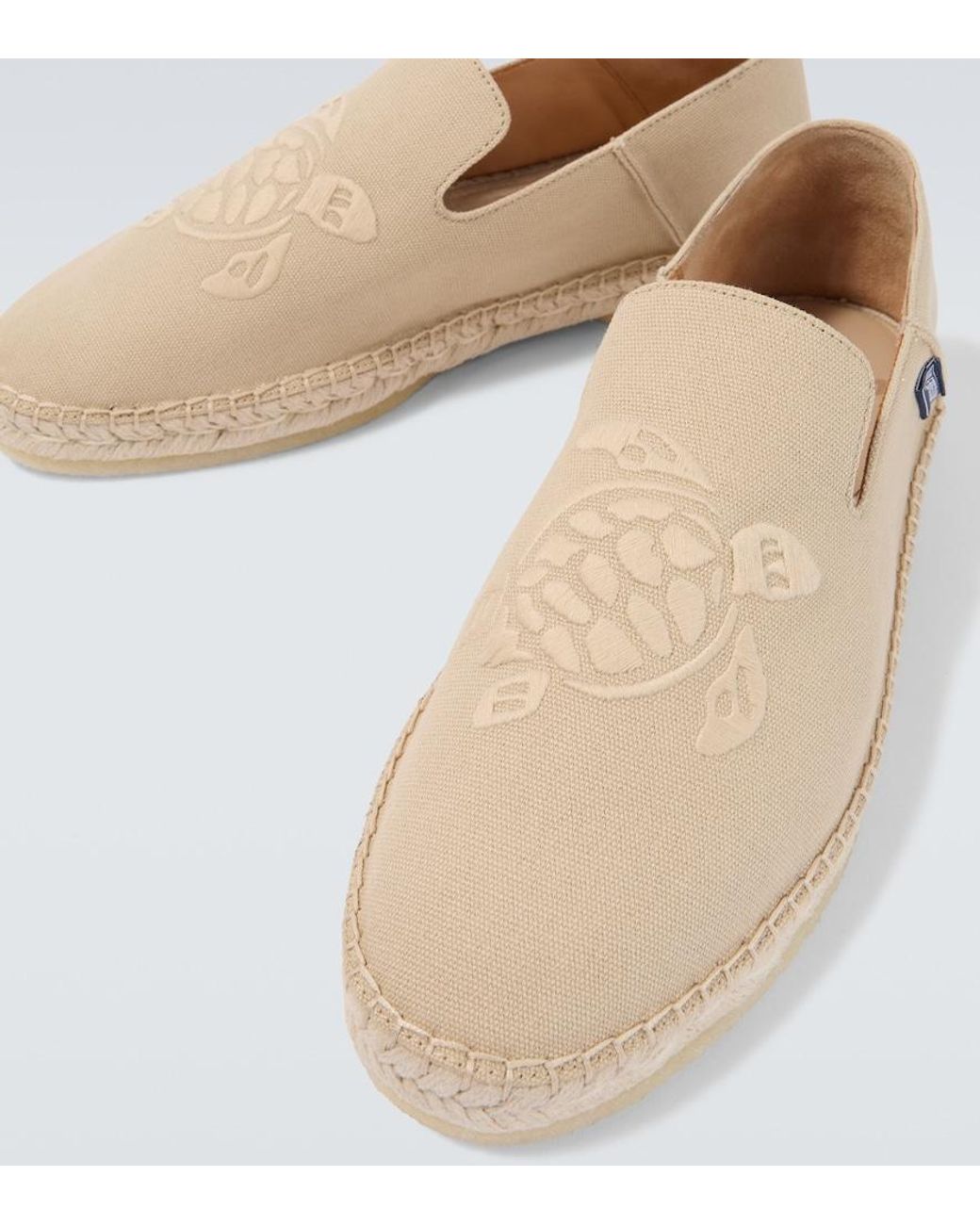 Vilebrequin Natural Embroidered Canvas Espadrilles for men