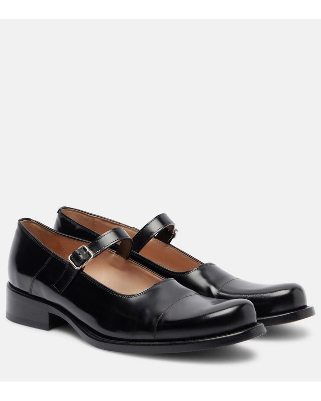 The Row Black Kai Leather Mary-Jane Shoes