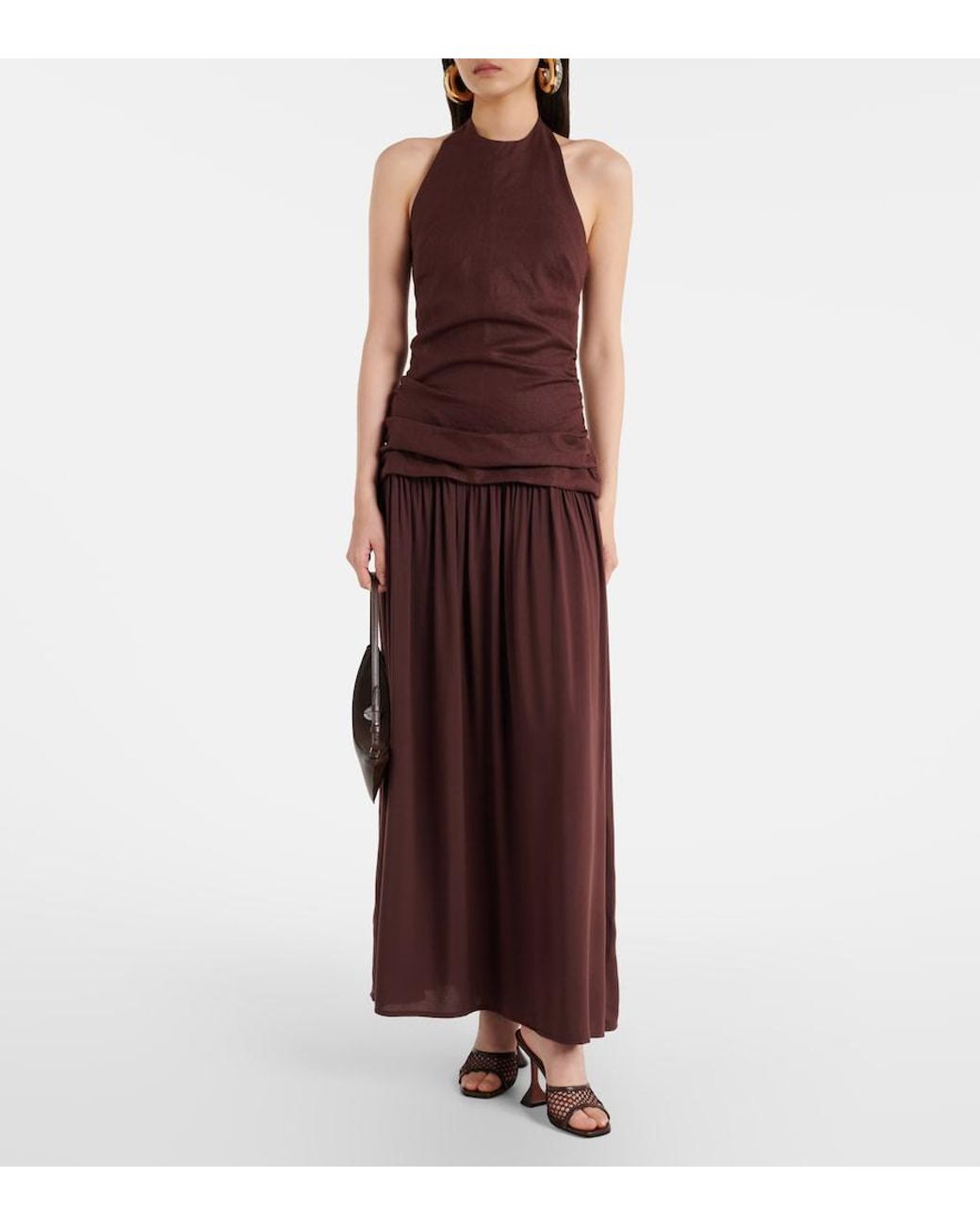 Faithfull The Brand Purple Tali Halterneck Linen Maxi Dress