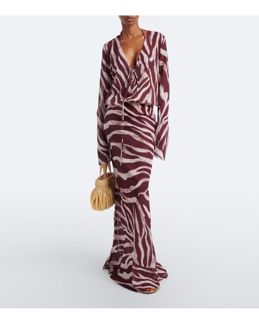 Bananhot Purple Nema Zebra-Print Maxi Dress