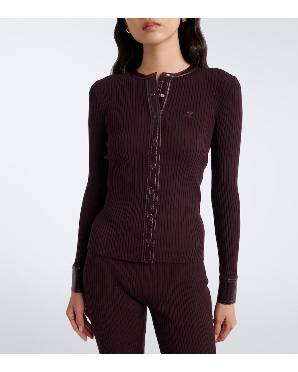 Courreges Blue Ribbed-Knit Cardigan
