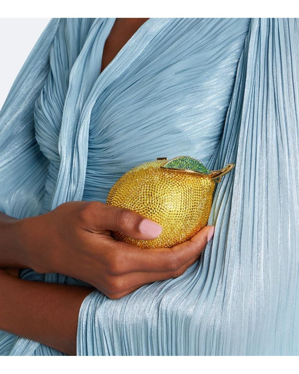 Judith Leiber Yellow Citron Lemon Embellished Clutch
