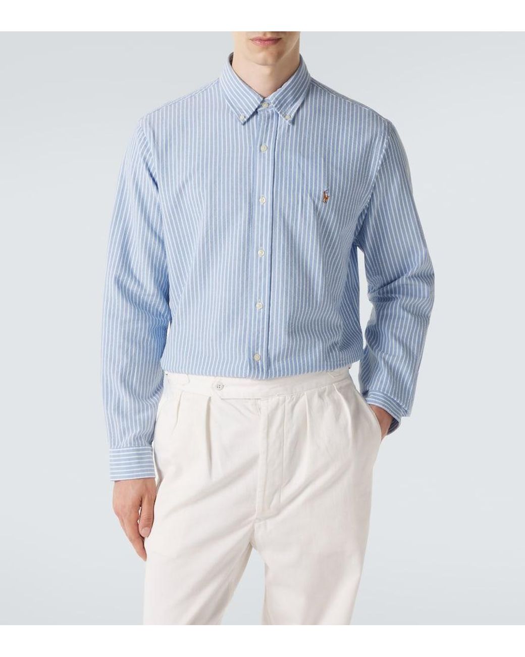 Polo Ralph Lauren Blue Striped Cotton Shirt for men