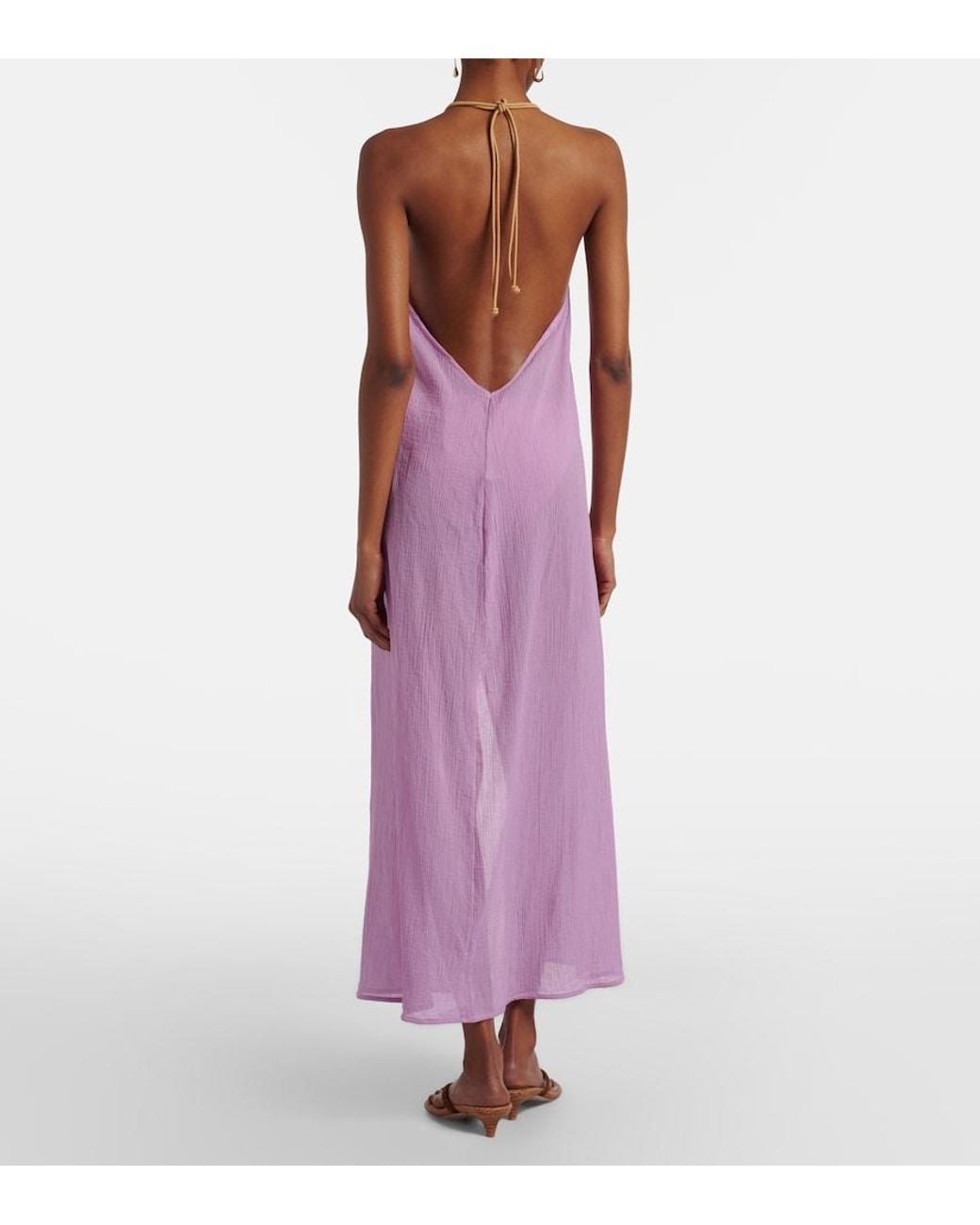 ViX Purple Cloe Beaded Cotton Beach Cover-Up