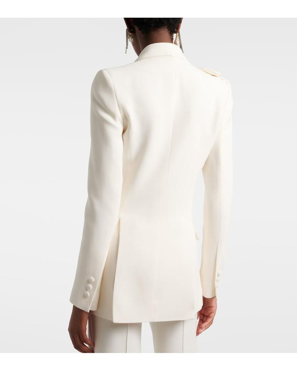 Elie Saab White Floral-Applique Cady Blazer