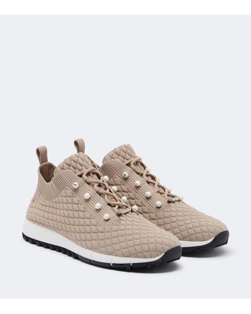 Jimmy Choo Natural Veles Faux Pearls Embellished Sneakers