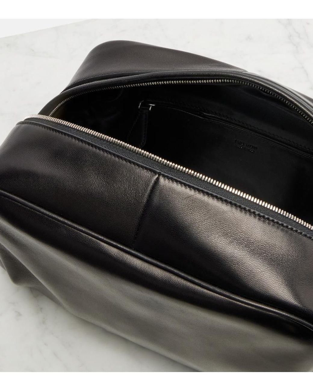 The Row Black Leila Small Leather Clutch