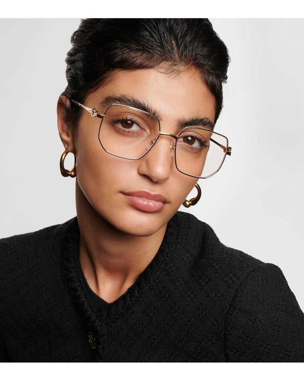Cartier Metallic Eckige Brille Panthere De Cartier