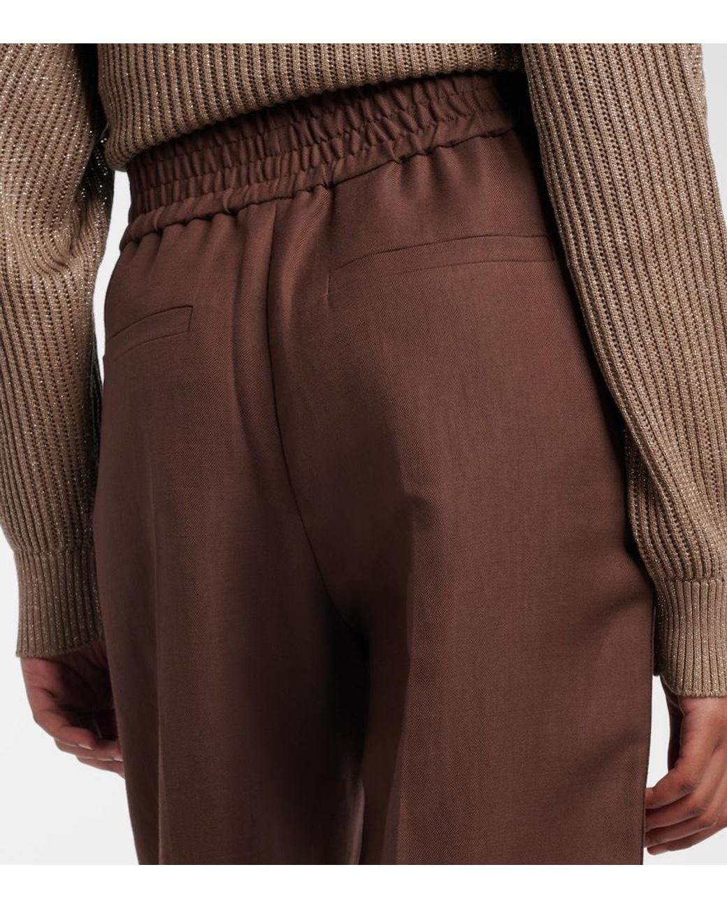 Brunello Cucinelli Brown Mid-Rise Straight Pants