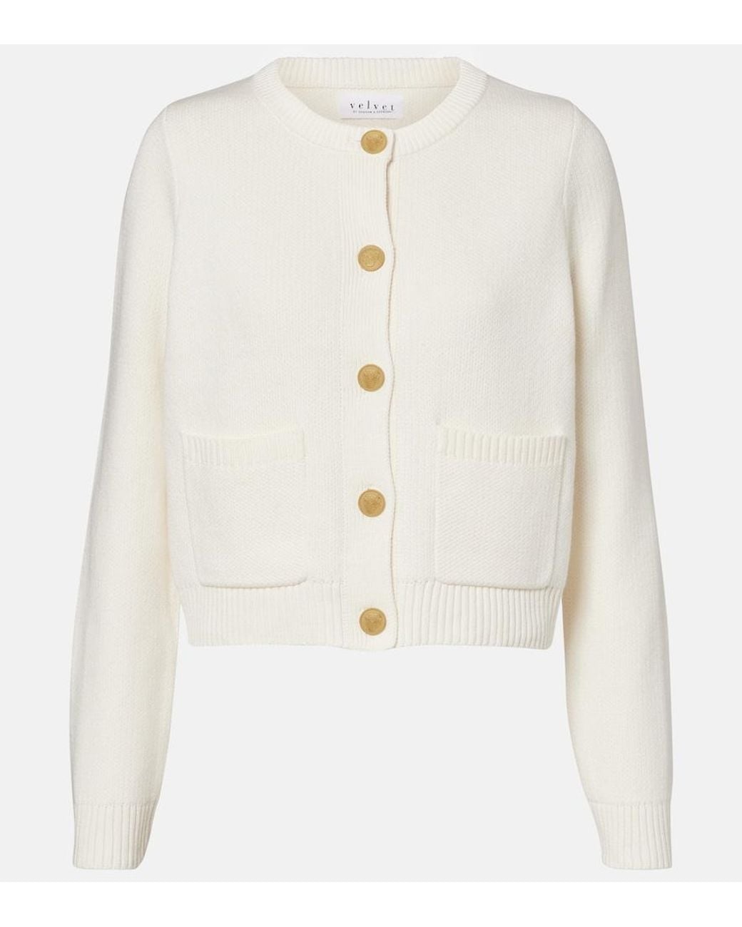 Velvet White Mahal Cotton And Cashmere Cardigan